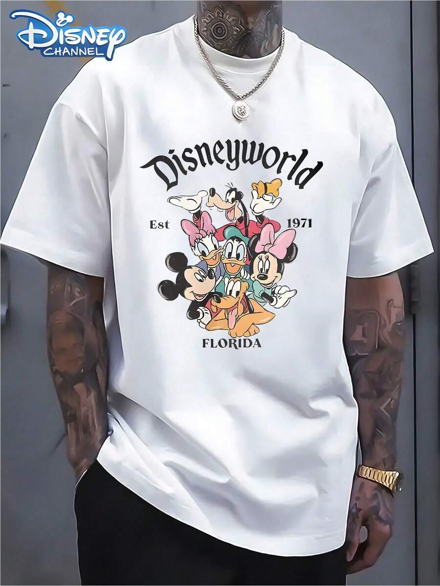Disney Official Licensed Walt Disney World Florida "Est. 1971" Graphic T Shirts 100 Percent Cotton Disney Shirt Washed 220g Unisex - 白色 - 查看 1