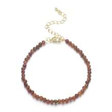 1 件女士精致 3 毫米天然海蓝宝石日光石可调节手链，简约设计，适合日常佩戴，友谊礼物 - 17cm,3mm - 查看 29