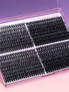640 pièces de faux cils en amas 40D+60D+100D, épaisseur de 0,05 mm, courbure D, longueurs mélangées de 8 mm à 16 mm, style naturel, amas de cils en fourrure de vison russe plate épaisse et volumineuse, convient pour Halloween, les fêtes, le maquillage de Noël, essentiel pour les débutants, faux cils en amas, faux cils individuels, applicable à diverses occasions et styles, essentiel pour le maquillage et les débutants en beauté, peut être assorti librement selon la position et la densité - D - Voir 4