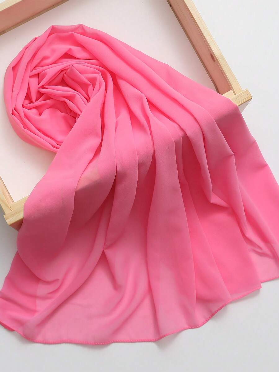 Khăn choàng/khăn quàng cổ bằng vải chiffon màu trơn dành cho nữ - Hồng - Xem 1