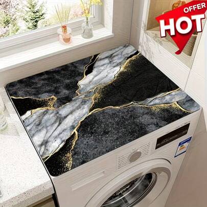 Universal Top Cover For Washing Machines And Dryers, Slip-Resistant Washable Top Protector, Water-Absorbent Anti-Slip Washing Machine Mat With Marble Pattern, Suitable For Washing Machines, Dryers, Bathrooms, Kitchens, And Home Use