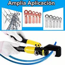 Alicates hidráulicos con 16 troqueles, herramienta de engarzado portátil, engarzadora de alambre Manual para terminal de cobre y aluminio, color amarillo - Negro - Ver 3
