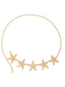 1件复古时尚个性化金属3D海星拼接腰链，波西米亚优雅百搭连衣裙腰带，适合女性任何场合佩戴 - 金色 - 查看 2