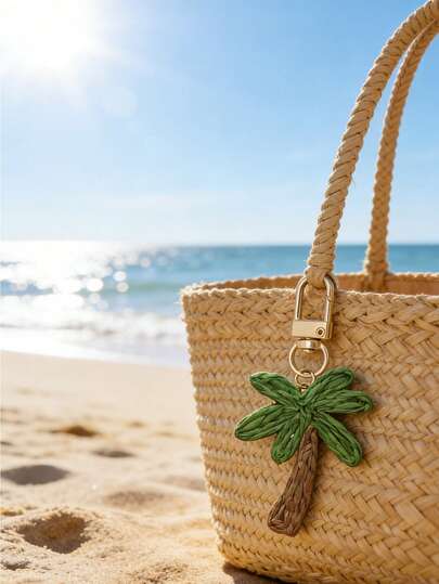 Llavero de árbol de coco tejido a mano, estilo de vacaciones, árbol de coco tejido de rafia, decoración de coche, llavero de árbol de coco suave, decoración bohemia, colgante de bolso, decoración elegante de coche, colgante de mochila, ligero y multiusos, de moda, adecuado para llaves de coche y decoración de bolsos, regalos de cumpleaños, vacaciones, fiestas, Pascua, Día de la Madre, Día de la Independencia, bodas, graduación