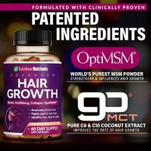24-In-1 Advanced Hair Growth Vitamins |   Biotin 10,000mcg, Collagen, Patented OptiMSM, GoMCT, Saw Palmetto |   Naturally Regrow Stronger & Healthier Hair, Skin And Nails |   Stops Hair Loss |   60 Day Supply - 1PCS - 查看 4