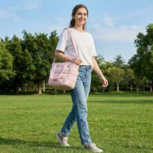 Lunch Bag Women Small Insulated Tote With Lunch Compartment Quilted Lightweight Puffy Tote Bag For Work, Travel, Outdoor, Pink - 查看 10