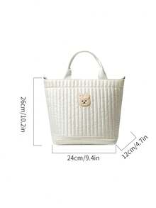 Rhombus Embroidered Mommy Bag, Fashionable Baby Diaper Storage Bag With Insulated Aluminum Foil Bottle Holder, Teddy Bear Mommy Bag - 4513 - View 13