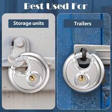 1pc 60mm Stainless Steel Heavy Duty Round Key Lock, Solid Brass Core Round Padlock, Waterproof Outdoor Gym Security Door Lock, Anti-Theft Tool, Round Disc Padlock With Key - Round Lock - View 6