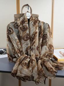 1pc Spring/Summer New Lightweight Chiffon Printed Scarf/Shawl, Sunscreen Scarf Suitable For Daily Use - Multicolor - View 8