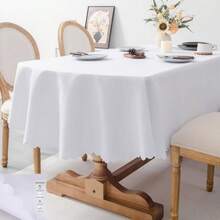1 chiếc khăn trải bàn hình chữ nhật màu trắng, làm từ vải polyester, có thể giặt, chống nhăn và bền, có thể tái sử dụng cho nhà bếp, phòng ăn, tiệc tùng, đám cưới, cắm trại và các dịp trang trí khác. - trắng - Xem 21