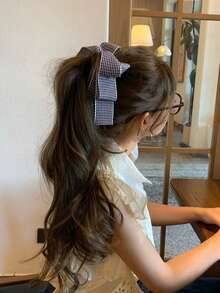 Women's Sweet Plaid Bow Hair Clip, Elegant Banana Clip Hair Accessory - Multicolor - View 2