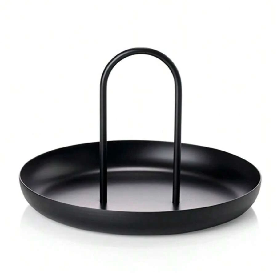 Serving Tray Metal Round Portable Table Top Storage Tray Style With Handle - Multicolor - View 1