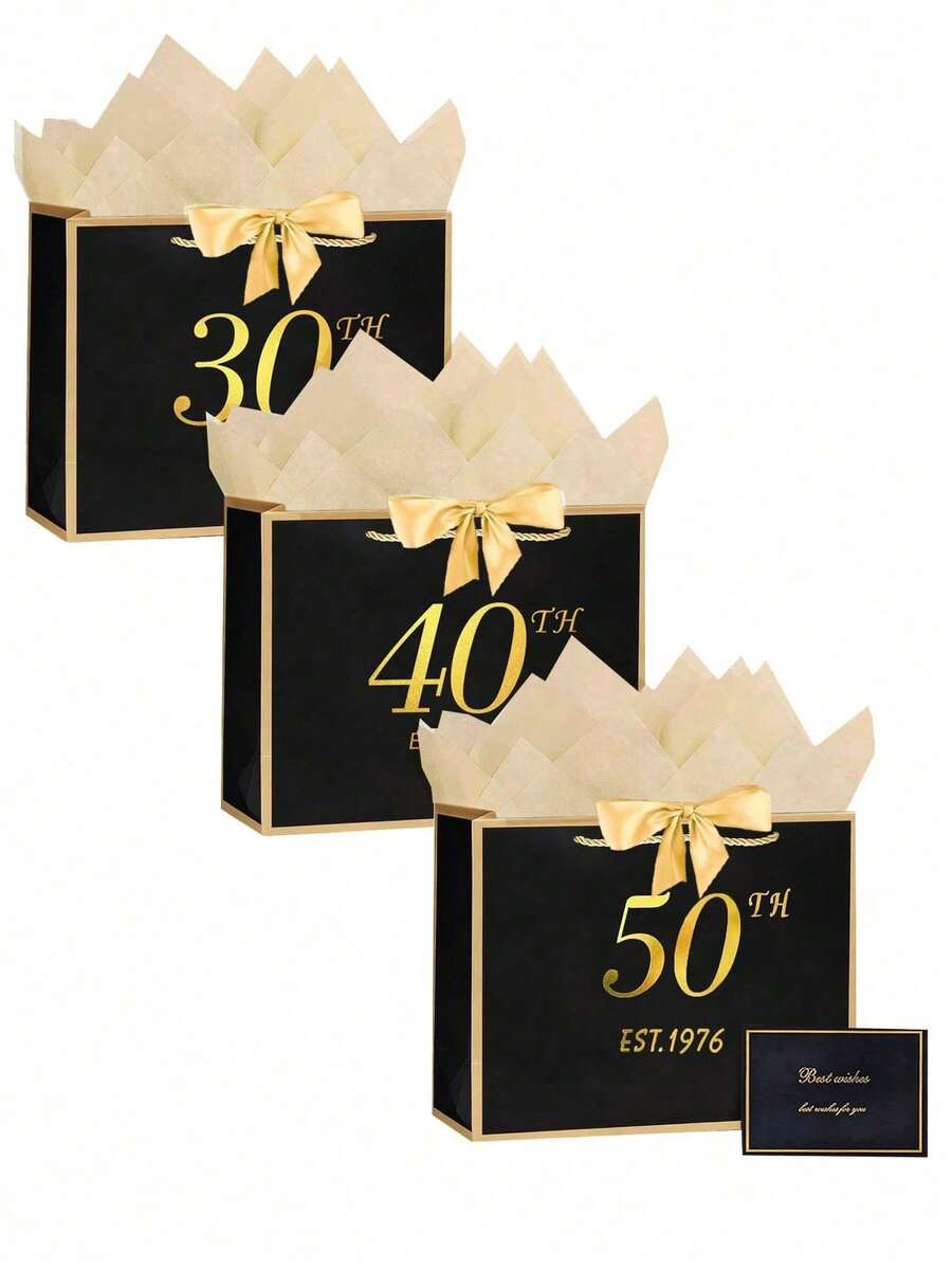 Quà tặng kỷ niệm sinh nhật 30/40/50/60/70 tuổi, màu đen vàng, sang trọng, kèm thiệp và giấy gói quà, thích hợp làm quà tặng kỷ niệm ngày cưới cho nam và nữ, đồ trang trí tiệc kỷ niệm 40 tuổi. - Nhiều màu - Xem 1