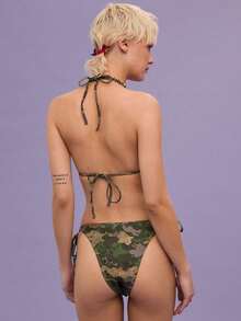 Camouflage Print Triangle Bikini Set Beachwear Vacation Wear Casual Wear Y2K Retro Camouflage Print Holiday Outfit - Màu hỗn hợp - Xem 4