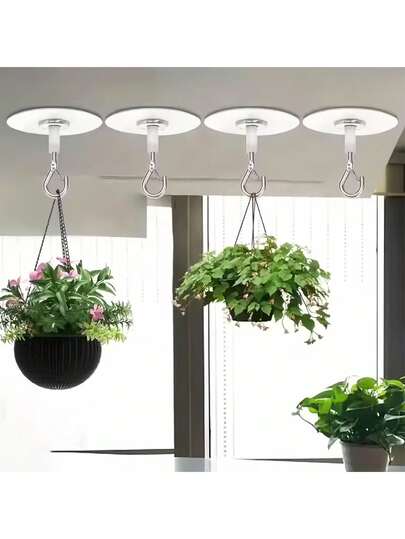 3 خطاطيف سقف لاصقة ذاتية اللصق لتعليق الأضواء والنباتات والديكور والزينة للمناسبات - بدون ثقب، شفافة، لاصقة قوية، تركيب سريع، قابلة لإعادة الاستخدام والإزالة، تطبيقات واسعة للغرفة المعيشية والنوم والمطبخ والشرفة، مثالية لديكور الربيع وأعياد الفصح وأعياد الحب والحفلات والتنظيم المنزلي الموسمي، خطاطيف قوية للسقف والعرض على الحائط