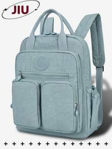 Multi-Compartment Nylon Backpack, Fits 15.6" Laptop, Lightweight Bookbag With Multiple Pockets, Multifunctional Daypack, Large Capacity Travel Bag, Convenient Commuter Bag, Suitable For Students, Middle/High Schoolers, Nurses, Teachers, Business Professionals, Travel, Commute, Shopping, Office, Dating, Hiking, Workout, Work, Birthday/Holiday Gift - Multicolor - View 17