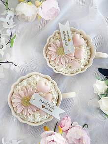 Daisy Heart Shaped Candle Silicone Mold, 3D Flower Heart Design, Candle Wax Plaster DIY Handmade Mold, Daisy Heart Relief Design, Candle Making Tool For Valentine's Day And Mother's Day - Silicone Candle Mold - View 3