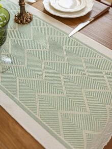 1pc Water-Repellent Fabric Table Runner With Tassel, 1pc. Suitable For Home Tabletop Decoration, Wedding Arrangement, Restaurant Living Room And Other Scenes, Table Runner, Table Runners, Table Cloth Rectangle, Home Decor Kitchen Home Decor Kitchen Decor Room Decor Kitchen Accessories Dining Table Decor Table Decor Table Decoration Coffee Table Wedding Decor - Green - View 7