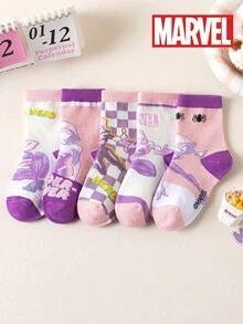 1/5/10 Pairs Kids Socks With Marvel Superhero Spider-Man Design, Boys' Mid-Calf Socks, Korean Cartoon Style, Girls' Socks, Spring/Summer - Multicolor - View 18