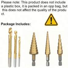 6pcs Multi-Function Step Drill Bit Set, Titanium Coated Cast Iron 4-20/12mm 3-12mm 3 6 8mm Multi-Size, One-Step Expansion Drilling, Suitable For Metal Plate, Wood, Plastic Drilling, Woodworking Installation, Pipe Operation Tools - One Size - View 6