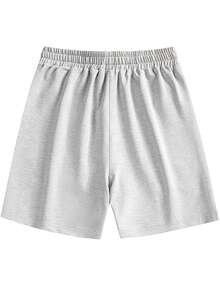 两件装男女通用纯色针织宽松休闲短裤，适合春夏运动、健身、跑步等多种场合。 - 淺灰色 - 查看 5
