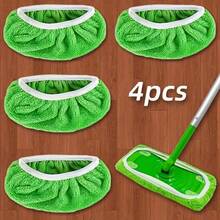 4pcs Reusable Mop Pads: Washable, Durable, Highly Absorbent, Suitable For Dry And Wet Cleaning, Gray Polyester Fiber With White Edging Round Design, Fits Most Flat Mops, No Mop Head Included, Efficient Floor Cleaning Tool | Fine Surface Finish | High Absorbency Material - A - View 10