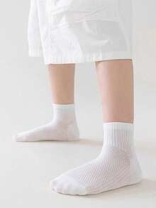 5 Pairs Children's Breathable Mesh Solid Color Socks, Odor-Resistant White Sports Socks For Boys And Girls Aged 2-16, Spring/Summer - Multicolor - View 2