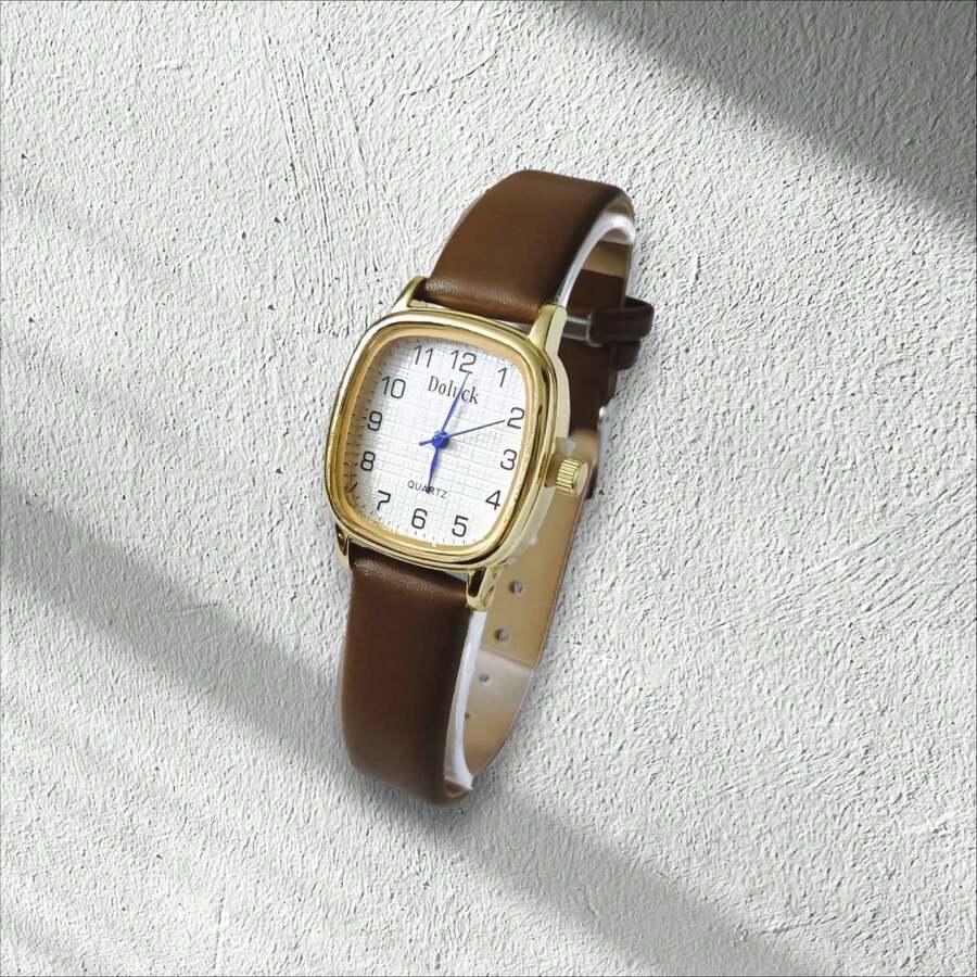 Small Square Women's Watch, Colorful Leather Strap. - Màu Tím - Xem 1