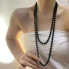 欧美时尚玻璃仿珍珠项链，女士简约打结多层长款毛衣链服装配饰批发 - 彩色 - 查看 11