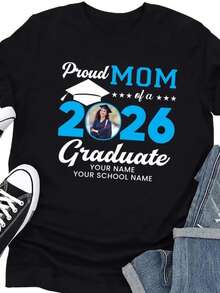 1pc Custom Family Graduation 2026 Shirt, Personalized Class Of 2026 Graduation Shirts, Matching Proud Family T-Shirts, Unisex Graduate Shirt - màu đen - Xem 1