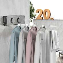 Retractable Invisible Clothesline, Indoor/Balcony Steel Wire Drying Rope, Bathroom Retractable Clothesline, Wall-Mounted Retractable Clothesline - Multicolor - View 2