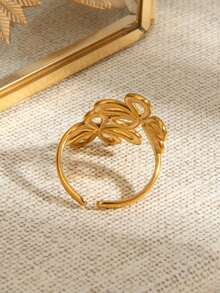 1枚18K镀金不锈钢优雅几何可调节开口戒指，适合女士日常及节日佩戴。 - 彩色 - 查看 5