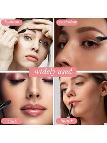 200 piezas de brochas desechables de doble punta para sombras de ojos, brochas de delineador de ojos de doble cara, herramientas de maquillaje - Negro - Ver 3
