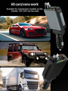 W&O 120W可伸缩车载充电器，带星光灯，四合一Type-C接口，适用于手机和安卓设备快充，兼容 17/16/15/14/13/12/11，情侣礼物 - 均碼 - 查看 11