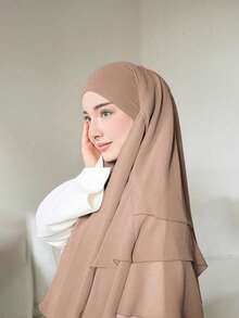 1 mảnh vải voan Khimar mềm mại, nhẹ nhàng | Chất liệu voan mịn màng, tôn lên đường nét khuôn mặt, che phủ toàn diện, thoải mái khi mặc, thanh lịch khi mặc hàng ngày, đi chơi và đi lễ - Màu Đỏ Sâu - Xem 22