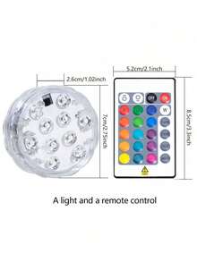 1/4/8 piezas Luces LED impermeables, luces sumergibles de 16 colores cambiantes con control remoto para acuario, jarrón, bañera, jacuzzi, Halloween, Navidad, piscina y decoración de fiestas - Blanco - Ver 9