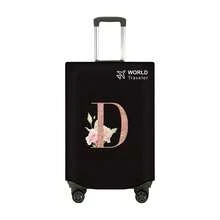 1pc Non-Stretch Non-Woven Fabric Luggage Protective Cover Suitable For 20-30 Inch Trolley Case, Anti-Scratch Luggage Protector Cover With Rose Gold Letter Pattern, Travel Accessory Essential For Back To School - Black - View 48
