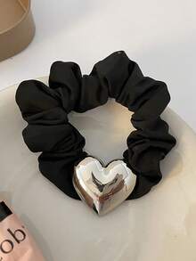2个金属心形发圈，简约黑色马尾发圈 - 彩色 - 查看 6