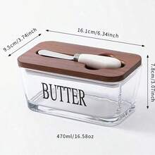1 Set Acacia Wood Lid Glass Butter Dish. Thick Glass Butter Container With Bamboo Lid, Suitable For Home Kitchen, Large Capacity For Butter/Cookies/Snacks Storage, Ideal As Gift, Christmas Present - View 11