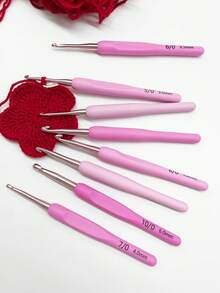 Set de 8 ganchos de ganchillo de color rosa, degradado de color macarrón, con marcas de medición, mangos de goma suave antideslizante que se adaptan a la forma de la mano, tamaños de 2.5mm a 6.0mm, adecuados para principiantes - Agujas de crochet de 2,5-6,0 mm, paquete de 8 piezas - Ver 4