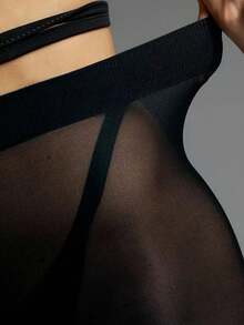 1 Pair Women's Leopard Print High Waist Leggings - Elastic, Snag-Resistant, Fashionable One-Piece Casual Design, Black And Brown Geometric Pattern, Polyester Material, Hand Wash Only, Leopard Print Tights - Multicolor - View 7