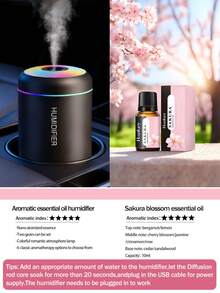 USB Aroma Diffuser Humidifier, With Cold Mist & LED Lights, Mini Humidifier, Aromatherapy Mist Maker, Black & White Options, Long-Lasting Fresh Air, Suitable For Car, Bedroom, Office, Bathroom, Living Room, Desk - Great Gift, 6 Different Essential Oils Available - Humidifier Combination - View 13