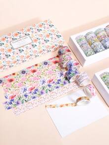 32卷/盒复古花卉油画主题和纸胶带套装，多种尺寸设计装饰胶带，简约田园风光，适用于日记、剪贴簿和文具装饰 - 套裝 - 查看 5