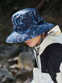 1pc Western Cowboy Style Outdoor Camping Sun Protection Fishing Hat, Men's Breathable Camo Hiking Tactical Hat, Spring/Summer - A - View 7