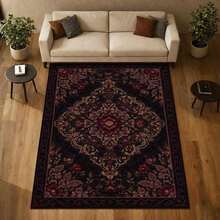 Gothic Floral Mandala Dark Area Rug, Boho Gothic Living Room Area Decor, 32*20inch /84*60inch,Perfect Choice For Gift ,Stylish And High-Quality Rugs, Perfect For  Decorations And GiftsHome Decor, The Best Choice For Gothic-Style Birthday Gifts - Multicolor - View 2