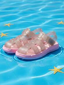 HAHABOBO Nuevas sandalias de moda para niños - Diseño de rayas de unicolor, minimalista y elegante, adecuadas para niños y niñas, cómodas, suaves, planas y ligeras, apropiadas para caminar al aire libre, ir y venir, la escuela, la playa, el jardín, aplicables para verano, otoño y todo el año - Rosa - Ver 6