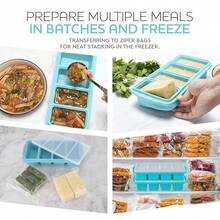 Silicone Freezer Tray With Lid - Soup Freezer Container Molds - Large Ice Cube Tray- Makes 8 Perfect 1 Cup Portions Cubes, 2-Pack Freezer Storage Food Soups & Meal Prep - Oven & Dishwasher - - 1 cốc - Xem 3