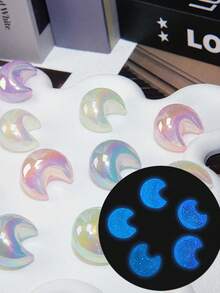 10颗随机款式亚克力UV电镀美人鱼夜光月亮珠，DIY手工钥匙扣、汽车装饰、服装配饰 - 彩色 - 查看 5
