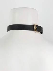 1 件极简主义前卫三环 PU 皮革项圈，可调节金色金属项圈，吸睛颈部配饰，夜店派对必备单品 - 頸部裝飾 - 查看 5