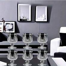 50ml Diamond/Butterfly Pattern Crystal Clear Stemmed Glass Liquor Shot Glass, Transparent Refractive High-End French Style Vodka, Whiskey Glass - Clear - View 7